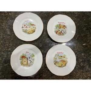 Vintage Bareuther Waldsassen Bavaria Germany 4 Cheese Plates Brie Camembert